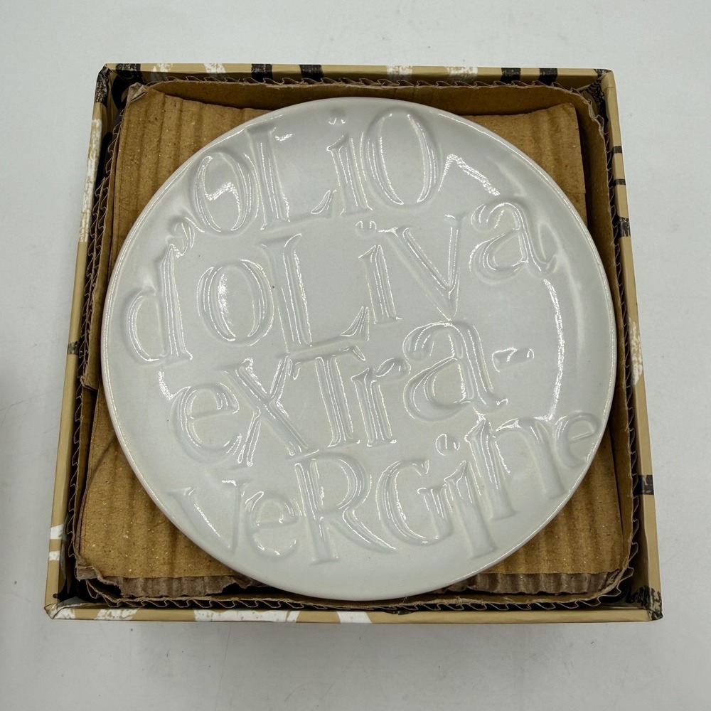 Rosanna Savour Olive Oil Dipping Dishes Set of 4 White Ceramic Embossed 4.5"